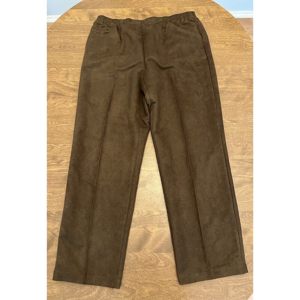 Koret Pants Womens 14 Brown Dressy Straight Wide Elastic Waist Polyester Ribcage